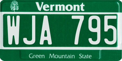 VT license plate WJA795
