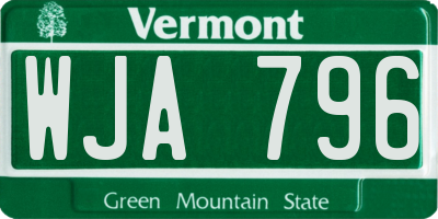 VT license plate WJA796