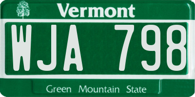 VT license plate WJA798