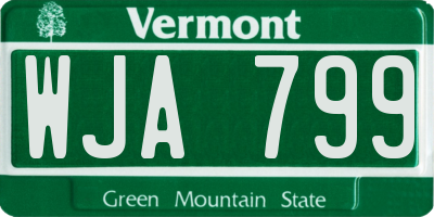 VT license plate WJA799