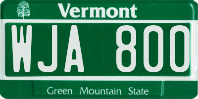 VT license plate WJA800