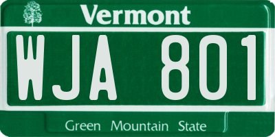 VT license plate WJA801