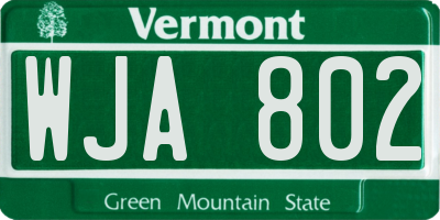 VT license plate WJA802