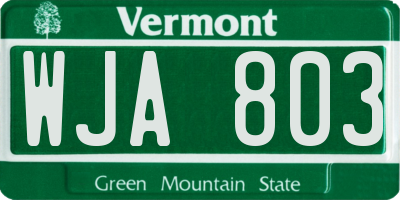 VT license plate WJA803