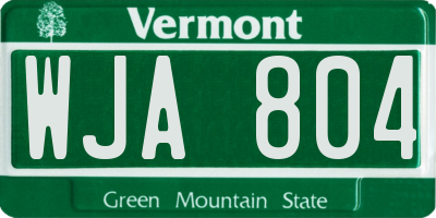 VT license plate WJA804