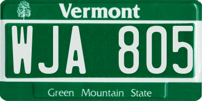 VT license plate WJA805
