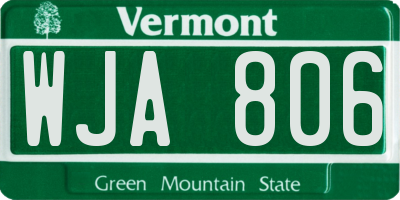 VT license plate WJA806