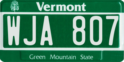 VT license plate WJA807