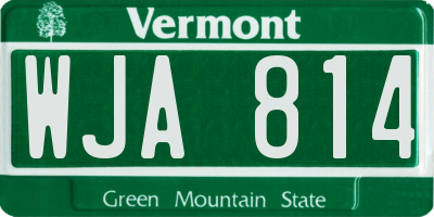 VT license plate WJA814