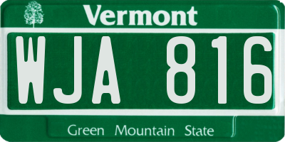VT license plate WJA816