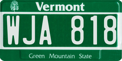 VT license plate WJA818