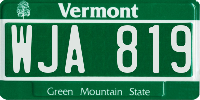 VT license plate WJA819