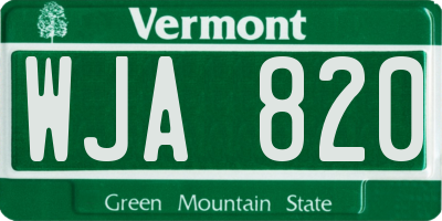 VT license plate WJA820