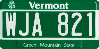 VT license plate WJA821
