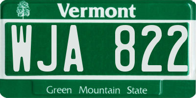 VT license plate WJA822