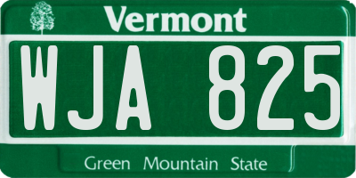 VT license plate WJA825