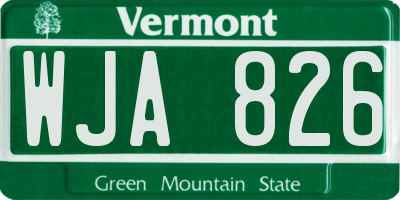 VT license plate WJA826