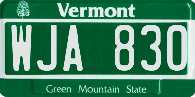 VT license plate WJA830
