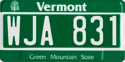 VT license plate WJA831