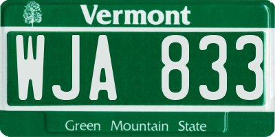 VT license plate WJA833
