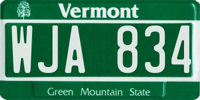 VT license plate WJA834