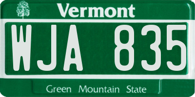 VT license plate WJA835
