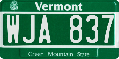 VT license plate WJA837