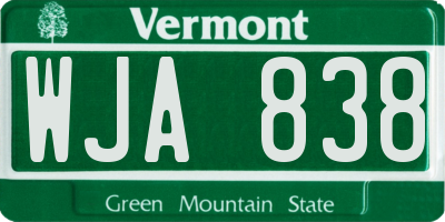 VT license plate WJA838