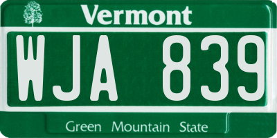 VT license plate WJA839