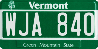 VT license plate WJA840