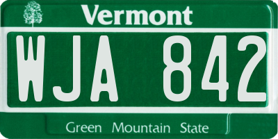 VT license plate WJA842