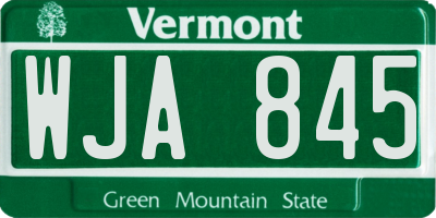 VT license plate WJA845