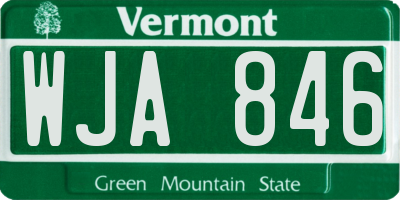 VT license plate WJA846