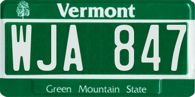VT license plate WJA847