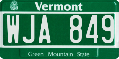 VT license plate WJA849