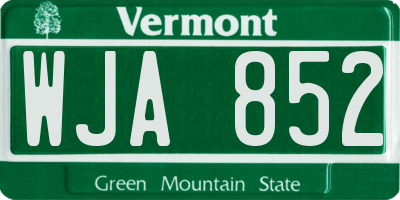 VT license plate WJA852
