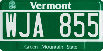 VT license plate WJA855