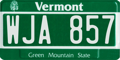 VT license plate WJA857