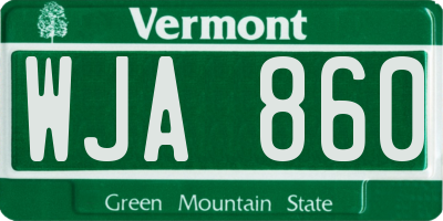 VT license plate WJA860