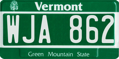 VT license plate WJA862