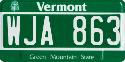 VT license plate WJA863