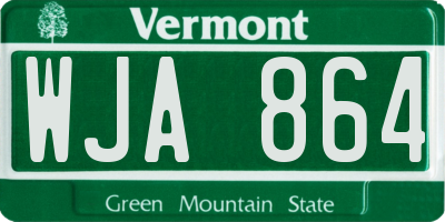 VT license plate WJA864