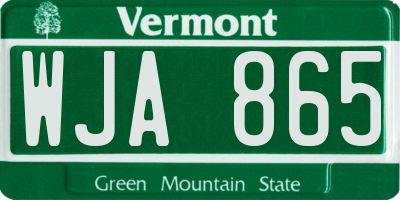VT license plate WJA865