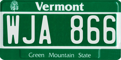 VT license plate WJA866