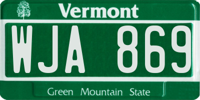 VT license plate WJA869