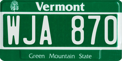 VT license plate WJA870