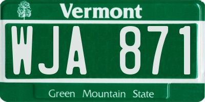 VT license plate WJA871