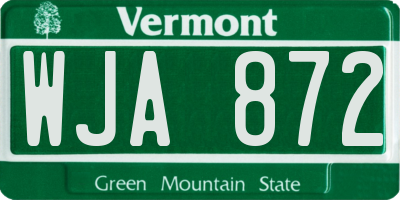 VT license plate WJA872