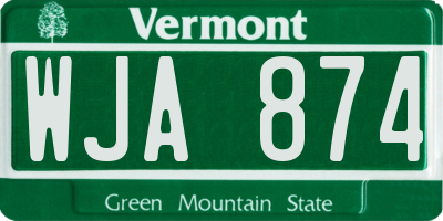 VT license plate WJA874