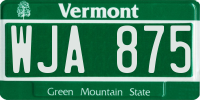 VT license plate WJA875